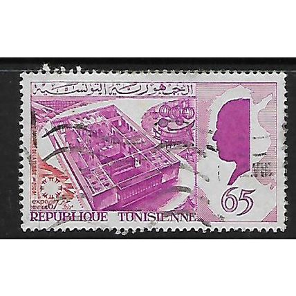 TUNISIA 1967 NATIONAL DAY AT WORLD FAIR 65M PAVILION & MAP SG639 FINE USED