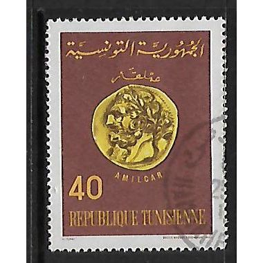TUNISIA 1967 TUNISIAN HISTORY 40M HAMILCAR COIN SG654 FINE USED#