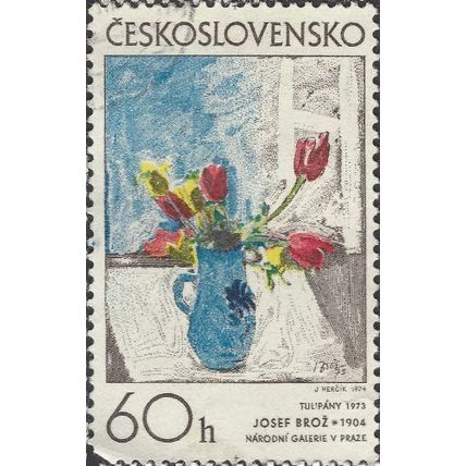 CZECHOSLOVAKIA, FINE ART, Tulips, by Josef Broz, blue 1974, 60h