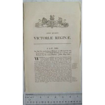 1841 Act of Parliament: Release effectual Conveyance of Freehold Estates