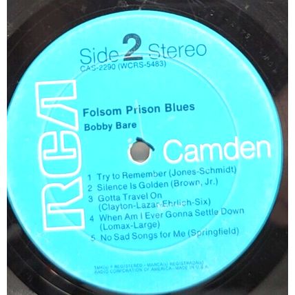 Bobby Bare – Folsom Prison Blues 1969 LP Vinyl Record Album (P10)