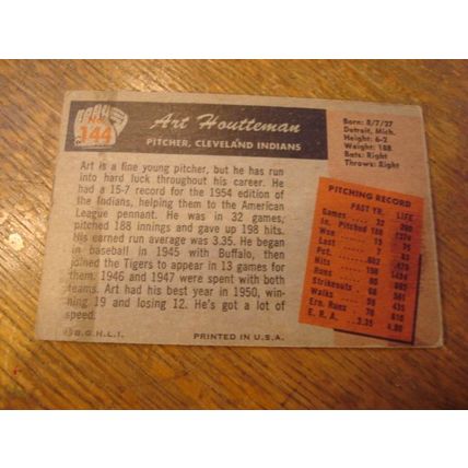 1955 Bowman, ART HOUTTEMAN, Indians #144