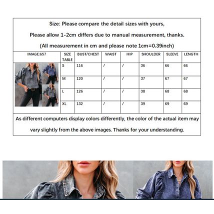 fashion street style denim shirt lady Autumn and winter lapel casual