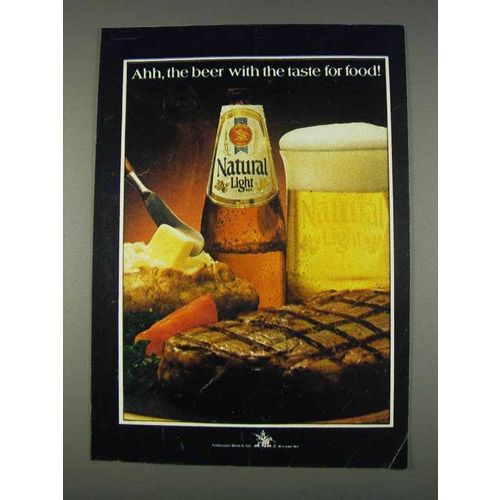 1982 Natural Light Beer Ad - With the Taste for Food