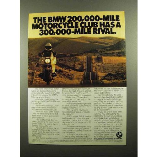 1989 BMW R100RS Motorcycle Ad - Has 300,000-Mile Rival