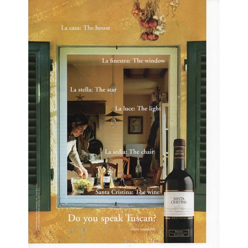 Santa Christina Wine classic Full Page Print Ad July 2004
