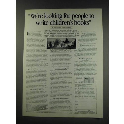 1991 Institute of Children's Literature Ad - We're looking for people to write