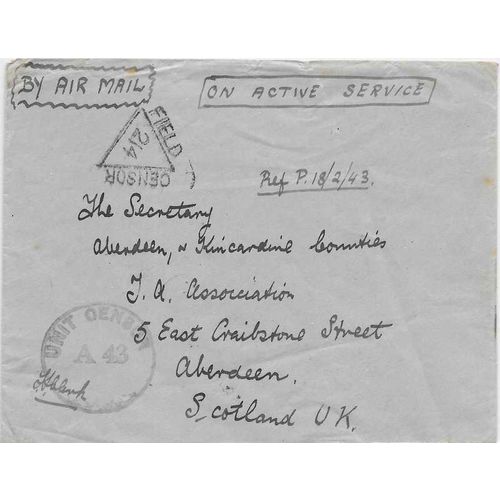South East Asia Command FPO #86 1945 Censored to Scotland,