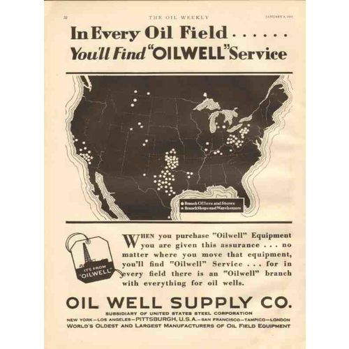 OIL WELL SUPPLY COMPANY 1931 Every oilfield Oilwell Service vintage ad