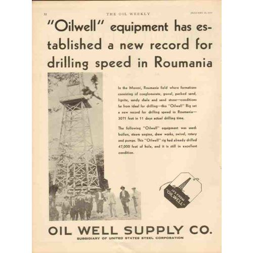 OIL WELL SUPPLY COMPANY 1931 Oilwell equipment Roumania vintage ad