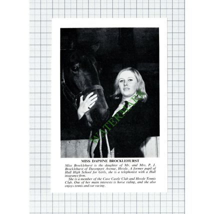 C7905) Miss Daphne Brocklehurst Hessle Hull - 1967 Cutting