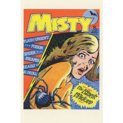 The Black Widow Poisonous Spider Misty 1970s Comic Book Postcard