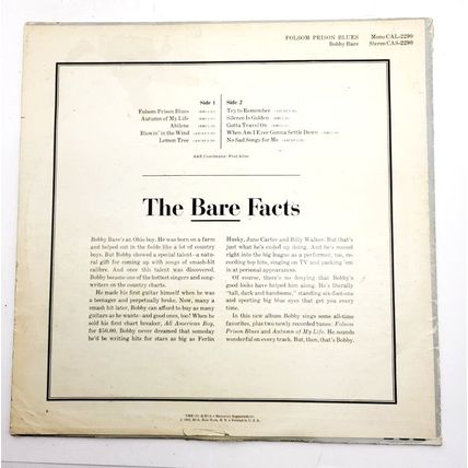 Bobby Bare – Folsom Prison Blues 1969 LP Vinyl Record Album (P10)