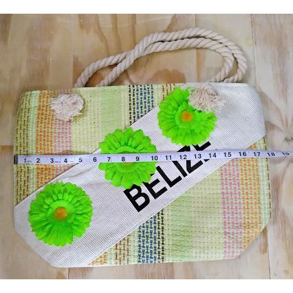 Woven Straw Island Beach Tote "Belize" Rope Handles Flowered Ocean Travel NWOT!!