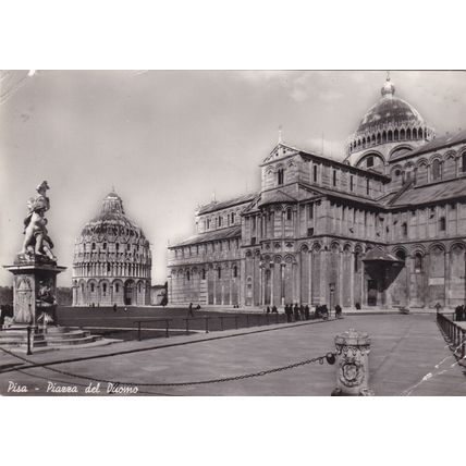 Pisa Piazza del Duomo Italy Real Photo Postcard posted creased