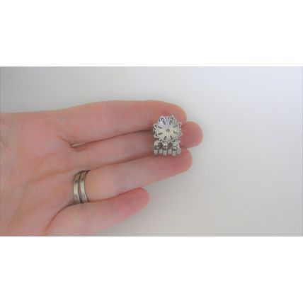 Small mini silver flower metal hair claw clip