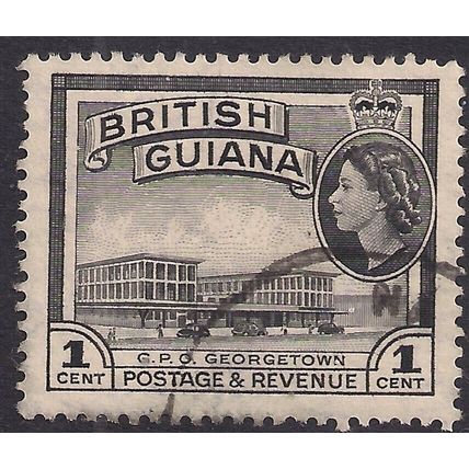 British Guiana 1954 - 63 QE2 1ct GPO George Town used SG 331 ( T645 )