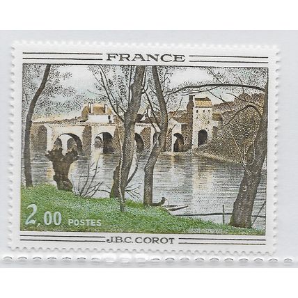 FRANCE 1977 MINT UNMOUNTED MNH J B C COROT ARTIST MANTES BRIDGE ART PAINTING.