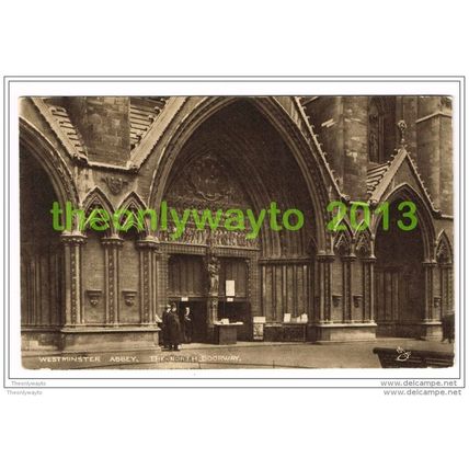 WESTMINSTER ABBEY, THE NORTH DOORWAY, LONDON, ENGLAND, c1930s?, Postcard