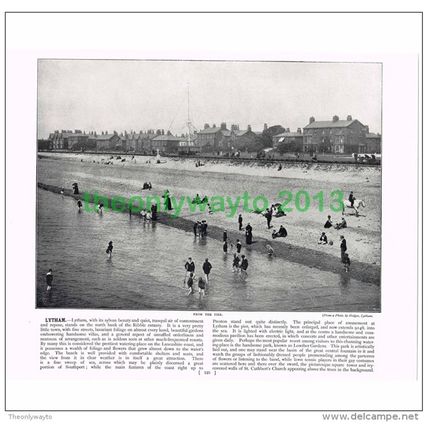 LYTHAM, FROM THE PIER, LANCS, ENGLAND, Book Illustration, c1895