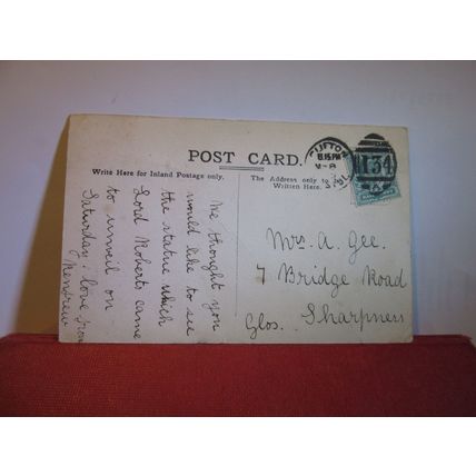 GLOUCESTERSHIRE REGIMENT HEROES MEMORIAL BRISTOL used antique postcard 1905 pm =