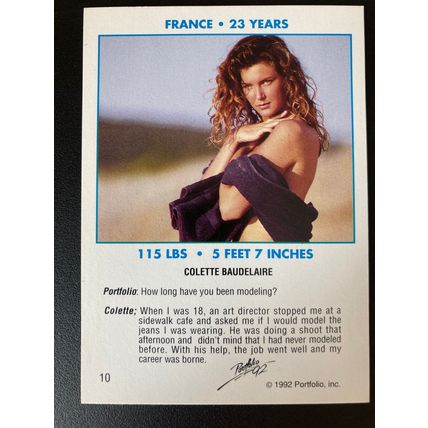 Portfolio '92 International Swimsuit Base trading card # 10 Colette (A)