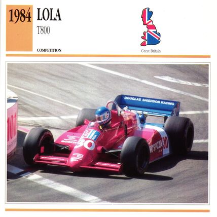 Collectors Club card. Classic Cars. Lola T800