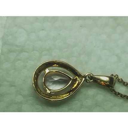 Necklace Gold Vermeil over Sterling Silver Purple Amethyst Stone Chain Pendant