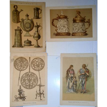 Arte Aleman - 4 lithographs lot circa 1890 by J. Seix, Barcelona.