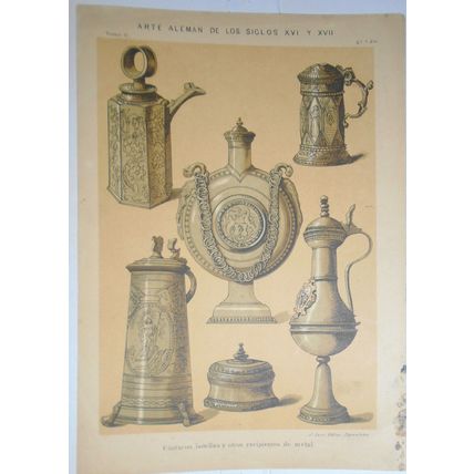 Arte Aleman - 4 lithographs lot circa 1890 by J. Seix, Barcelona.