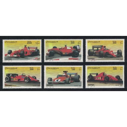 Somalia Ferrari Racing Cars 6v 2001 MNH MI#890-895
