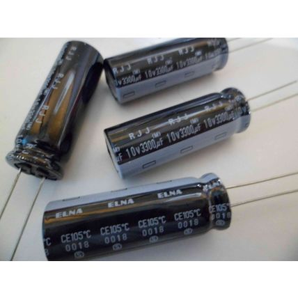 2 x 3300uF 10V ELNA RJJ Capacitor 105 degC Long Life High Reliability NEW