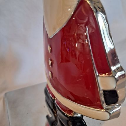 Metal Enamel SANTA CLAUS Christmas STOCKING HANGER Mantel Holder Hook Holiday