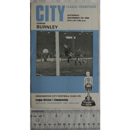 1968 programme Manchester City v. Burnley