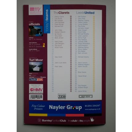 BURNLEY v LEEDS UNITED Championship 05/02/2005
