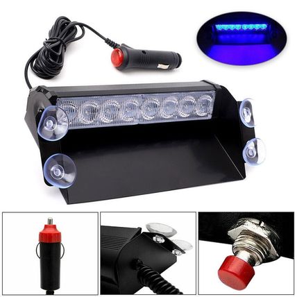 8 LED Blue Car Strobe Light 12v Mine Rescue Bomb Disposal Warning Lamp******