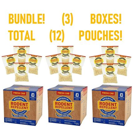 BUNDLE! (3) Boxes Fresh Cab Botanical Rodent Repellent - (12) Pouches FREE Ship