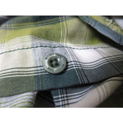 Mossy Oak Short Sleeve Button Down Shirt Moss Green Plaid Striped Men Size Small