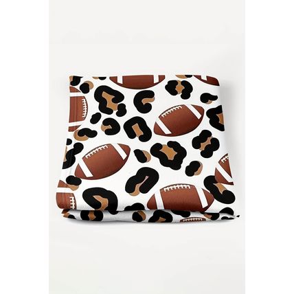 White Leopard & Rugby Print Flannel Blanket 130*150cm