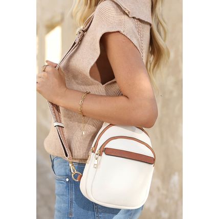 White Multi Zipped Street Casual Sling Bag