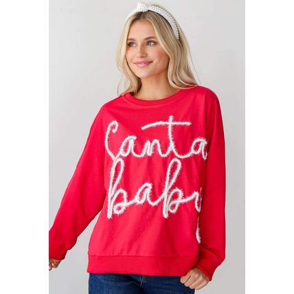 Fiery Red Christmas Santa Baby Tinsel Graphic Sweatshirt