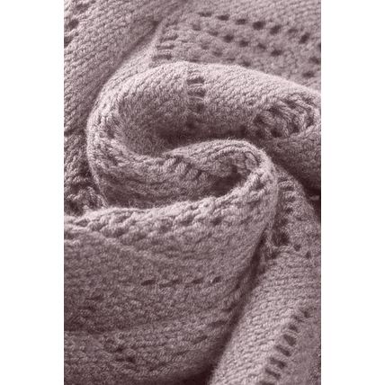 Purple Hollow-out Openwork Knit Cardigan