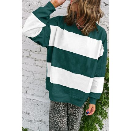 Evergreen Colorblock Drop Shoulder Baggy Sweatshirt