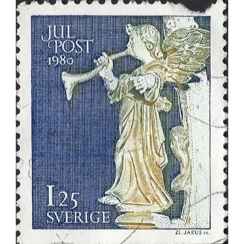SWEDEN, CHRISTMAS, Angel Trumpet, blue 1980, 1.25Kr