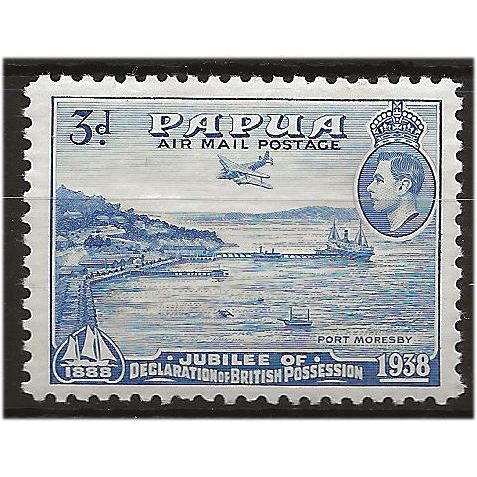 Papua 1938 SG159 3d Bright Blue 50th Anniversary Mounted Mint . ..