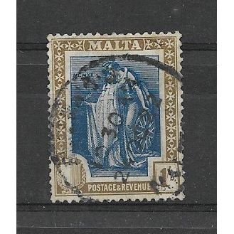 Malta.SG134 1s Indigo and Sepia.Fine Used.Dec19