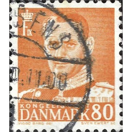 DENMARK, King Frederick IX, orange 1953, 80ore, #3