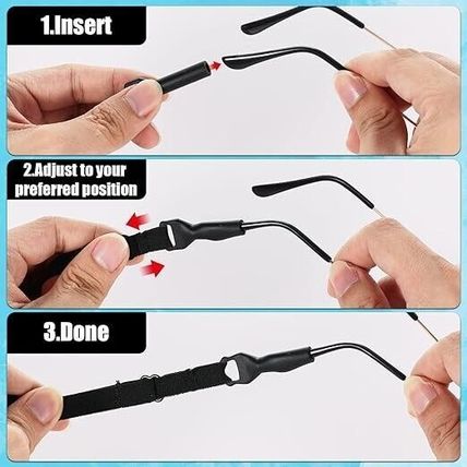 6 Pcs Adjustable Glasses Strap Silicone Lanyard Sunglasses Cord Black UK Stock