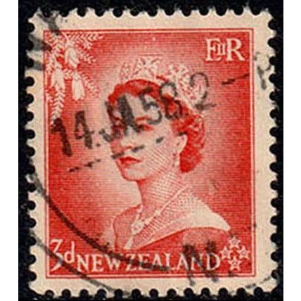 New Zealand 1954 Queen Elizabeth 3D Used Stamp QE II .
