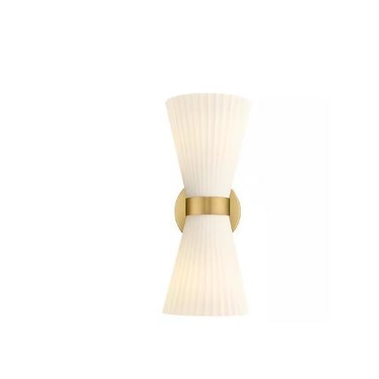 JAZAVA 5.9 in. 2-Light Milk White Glass Shade Modern Indoor Brushed Gold Finish